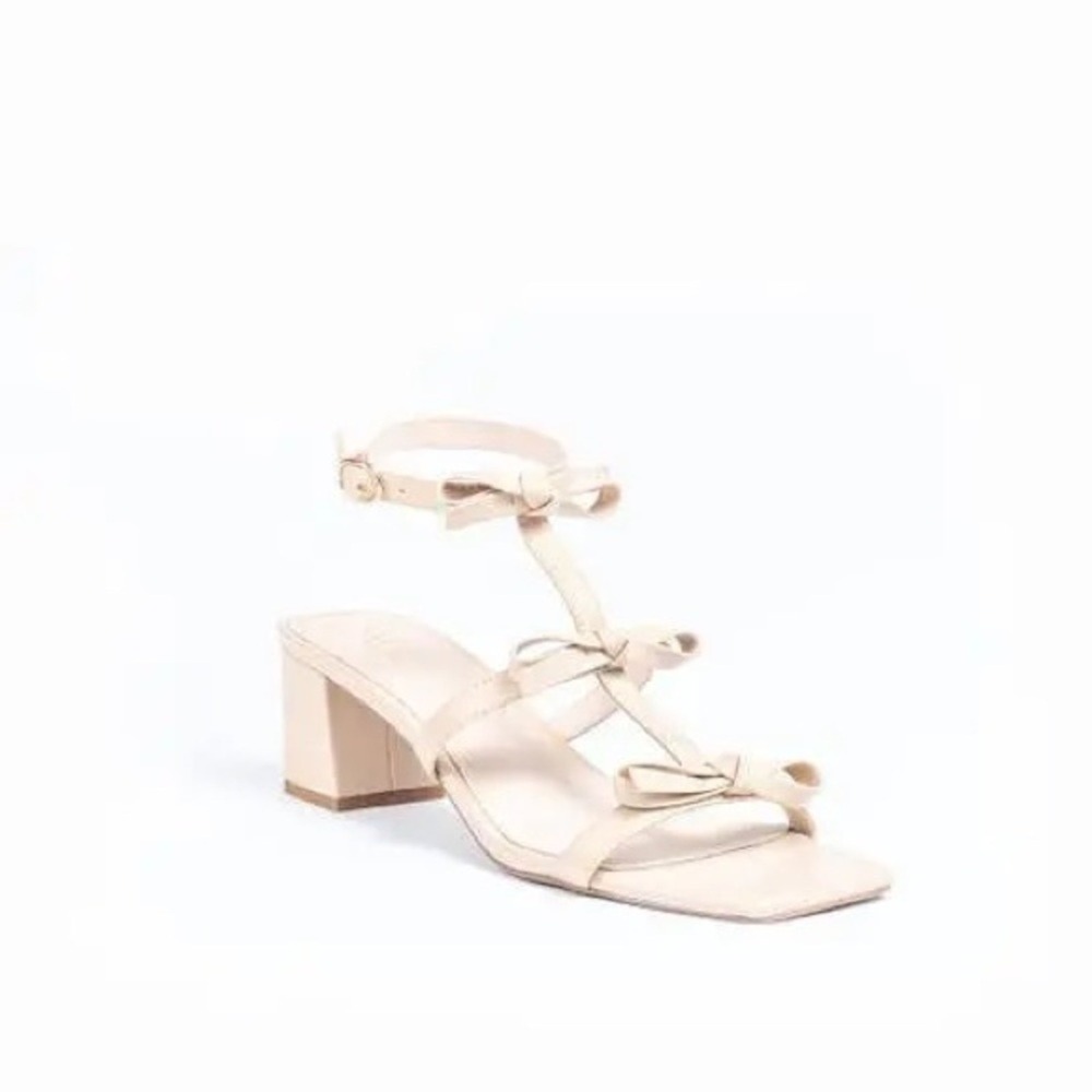 CECELIA NEW YORK Henna Block Heel Sandal Cream Nude Size 8.5 Bows